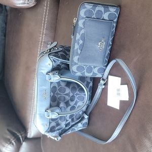 Authentic Coach Blue Denim Satchel & Wallet